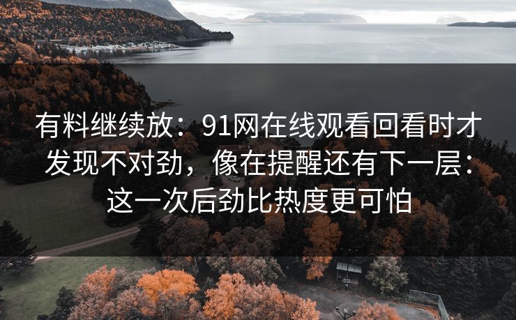 有料继续放：91网在线观看回看时才发现不对劲，像在提醒还有下一层：这一次后劲比热度更可怕