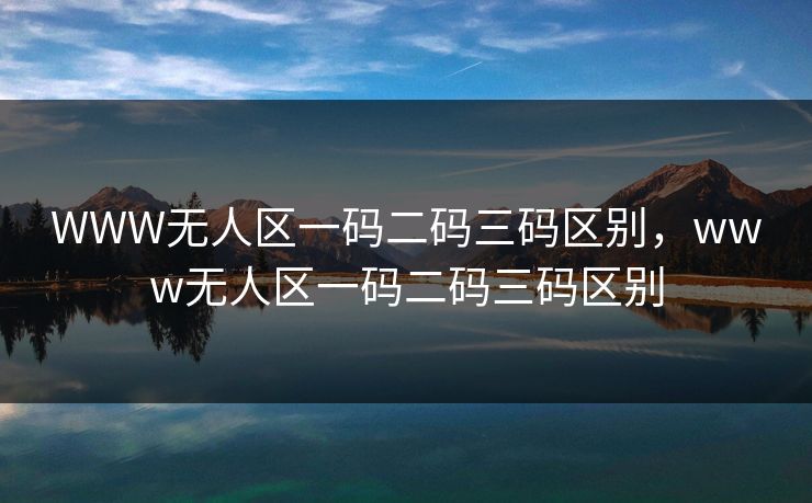 WWW无人区一码二码三码区别，www无人区一码二码三码区别