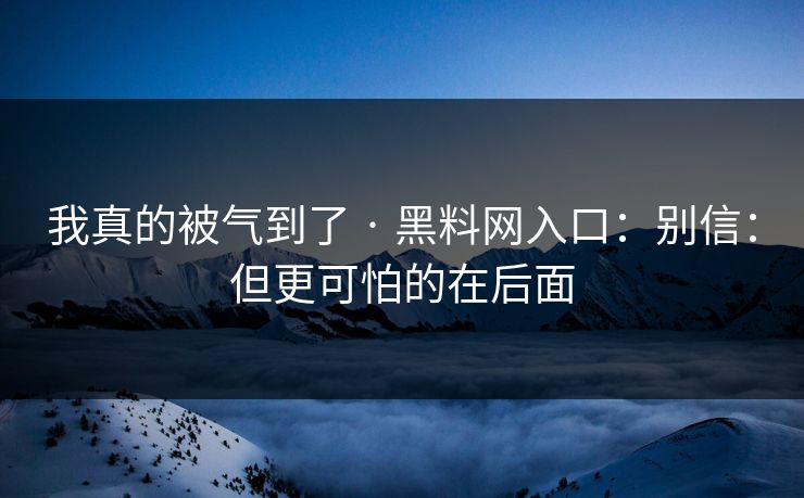 我真的被气到了 · 黑料网入口：别信：但更可怕的在后面